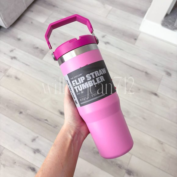 Peony Pink Flip Straw Stanley 30 Oz. IceFlow Tumbler - Picture 6 of 7